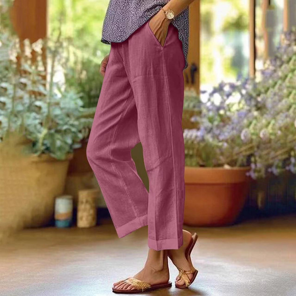 Belvenza | Pantaloni Coastal Breeze in Tessuto Leggero