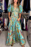 Belvenza | Maxi-abito Airy con Maniche a Sbuffo e Scollo a V