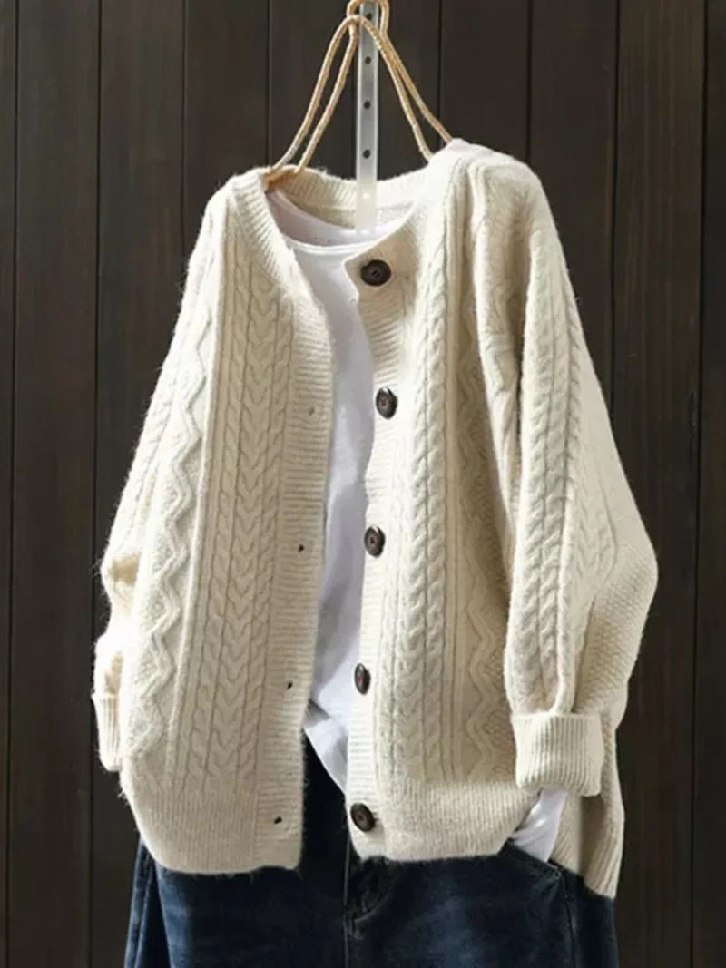 Belvenza | Cardigan a Maglia Elegante in Colore Neutro