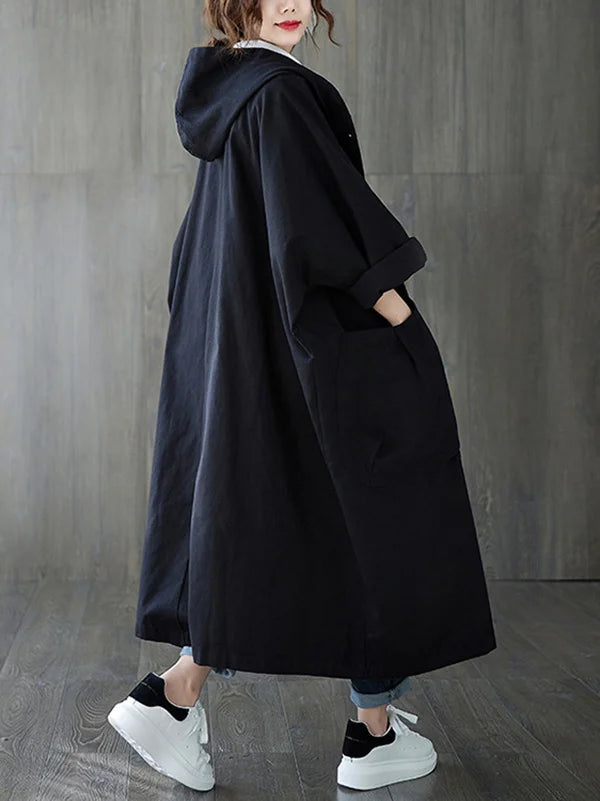 Belvenza | Cappotto Oversized Lungo in Tessuto Nero
