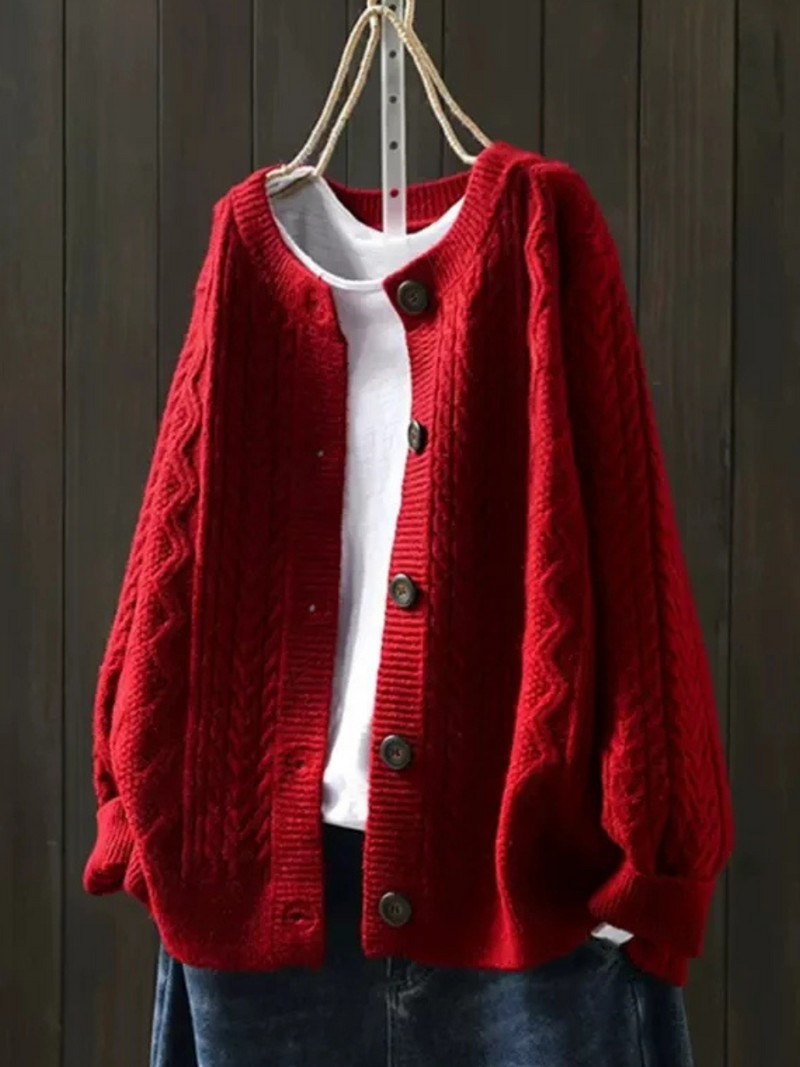 Belvenza | Cardigan a Maglia Elegante in Colore Neutro