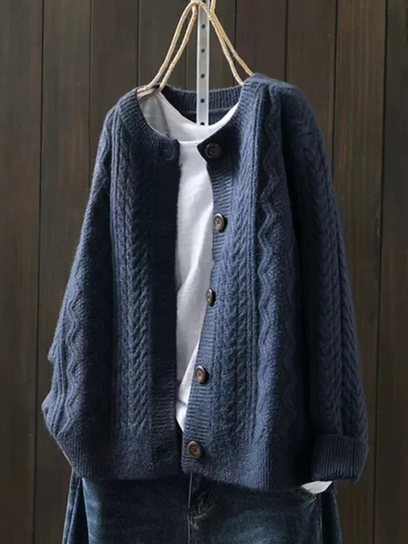 Belvenza | Cardigan a Maglia Elegante in Colore Neutro