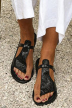 Belvenza | Sandali T-Strap Texturizzati