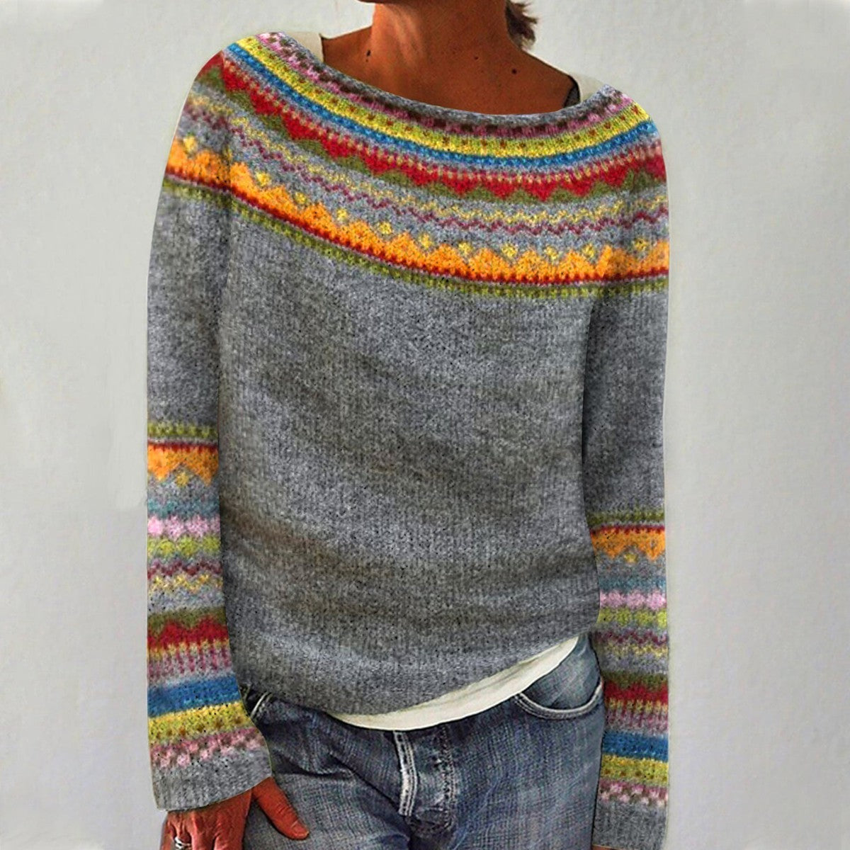 Belvenza | Maglione Elegante in Cashmere Grigio
