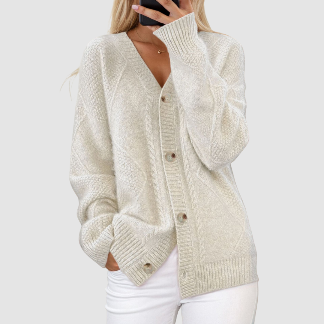 Belvenza | Cardigan Premium in Maglia Blu con Scollatura a V