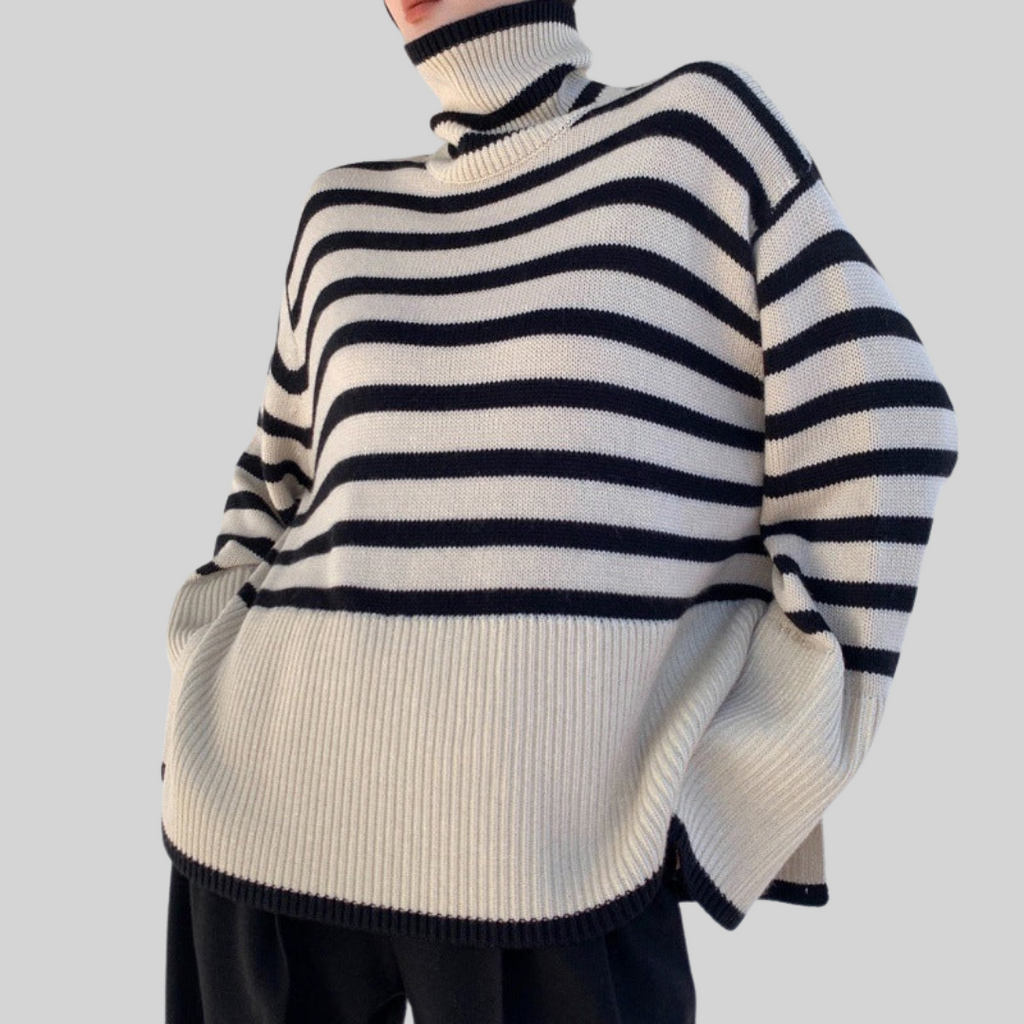Belvenza | Maglione a Collo Alto in Cashmere Grigio