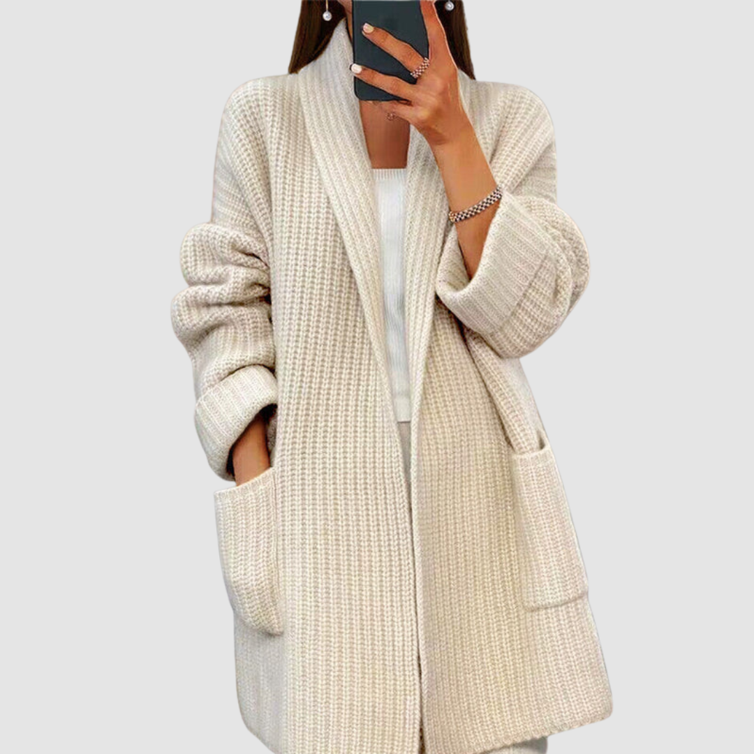 Belvenza | Cardigan Elegante in Maglia Grigia