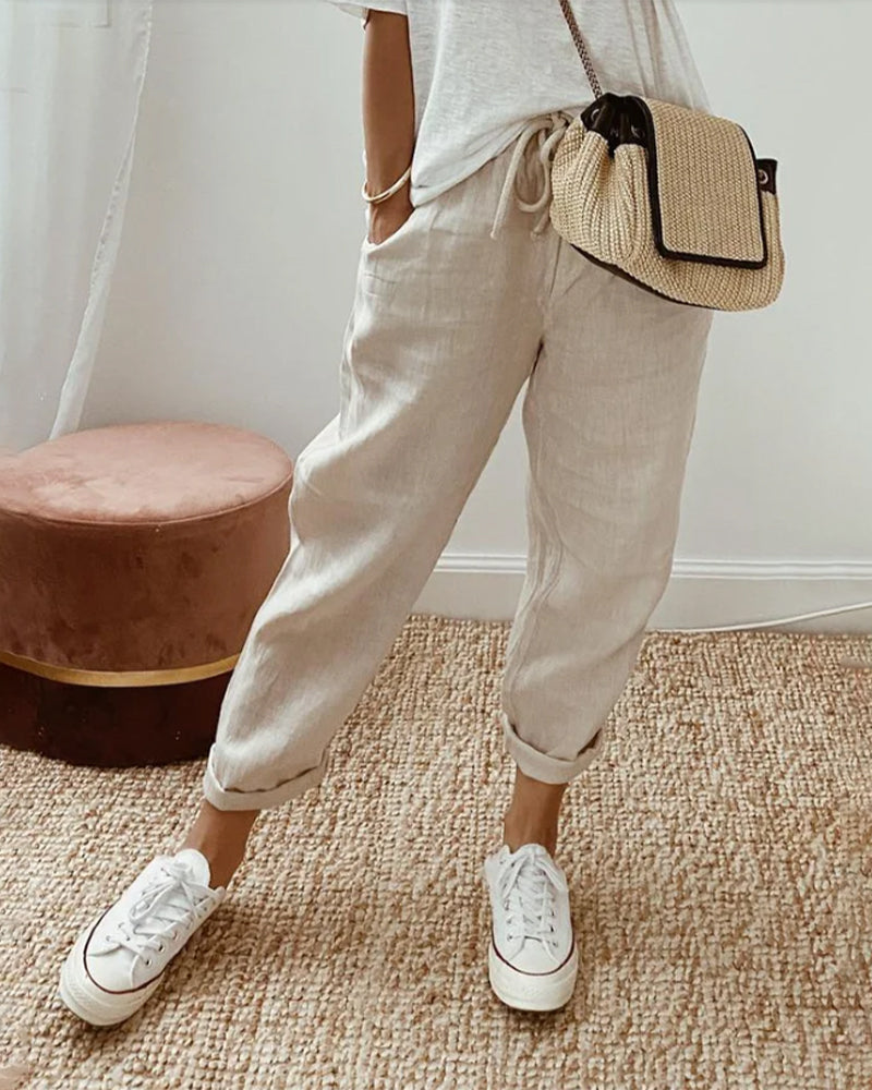 Belvenza | Pantaloni Leggeri in Tessuto Traspirante