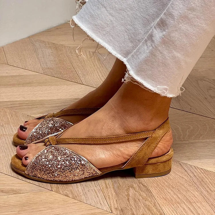 Belvenza | Sandali Eleganti in Glitter Argento