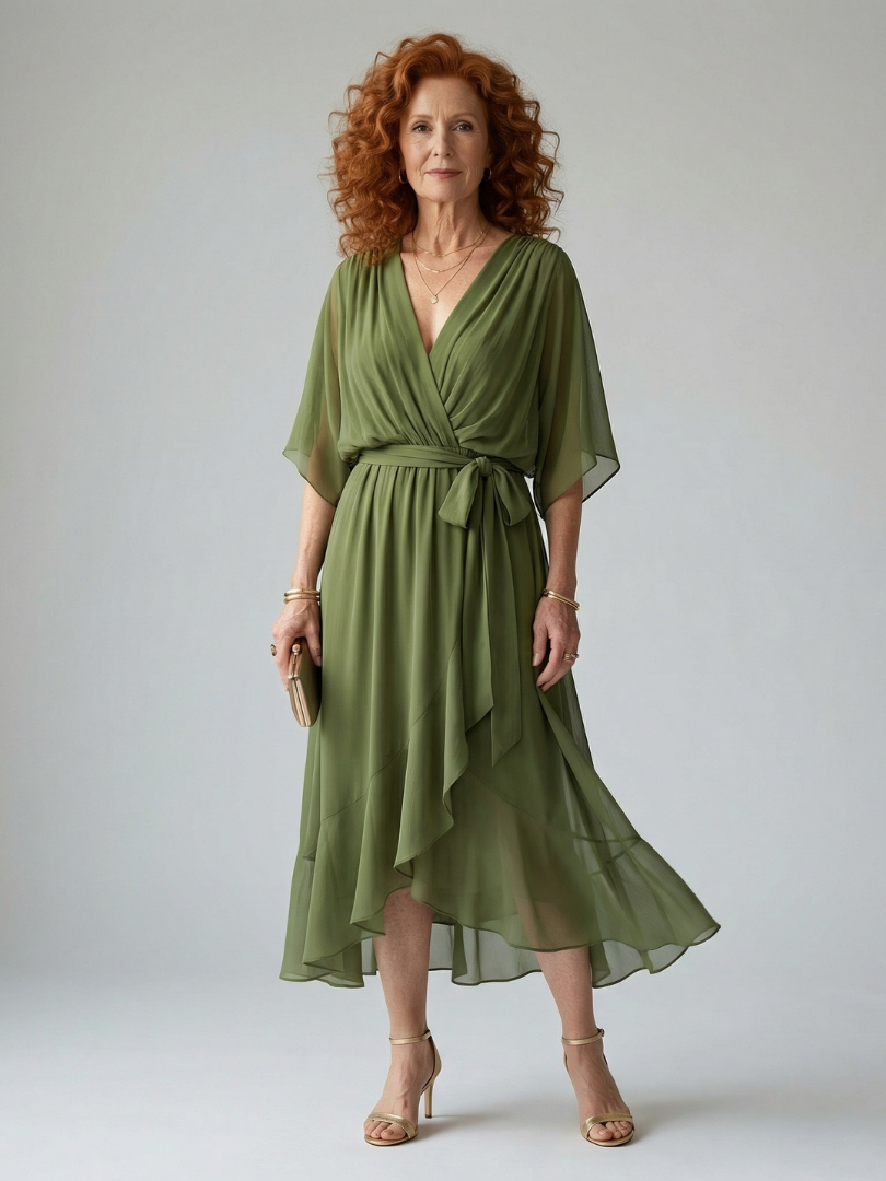Belvenza | Abito Midi Drappeggiato Leggero