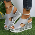 Belvenza | Sandali con Zeppa Beige Maeve