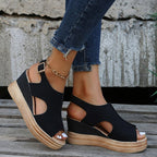 Belvenza | Sandali con Zeppa Beige Maeve