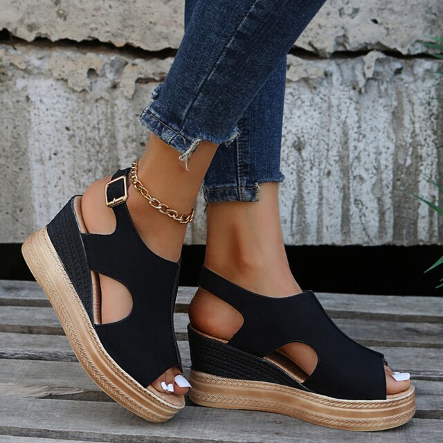 Belvenza | Sandali con Zeppa Beige Maeve