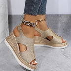 Belvenza | Sandali con Zeppa Beige Maeve