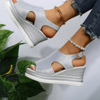 Belvenza | Sandali con Zeppa Beige Maeve