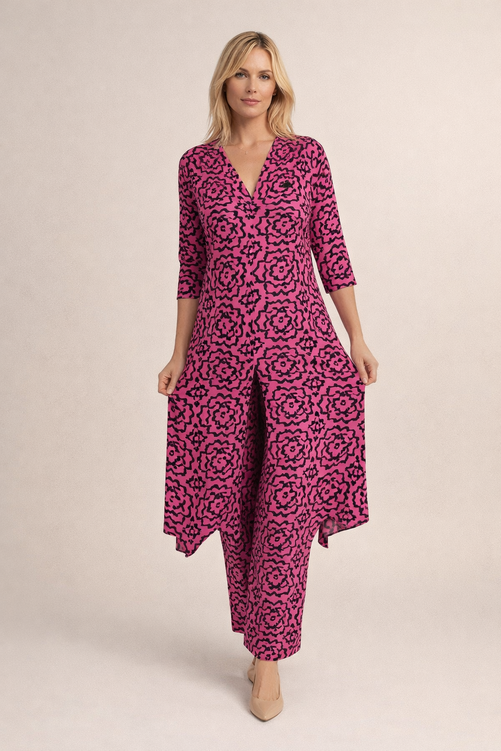 Belvenza | Vestito Elegante a Motivo Colorato