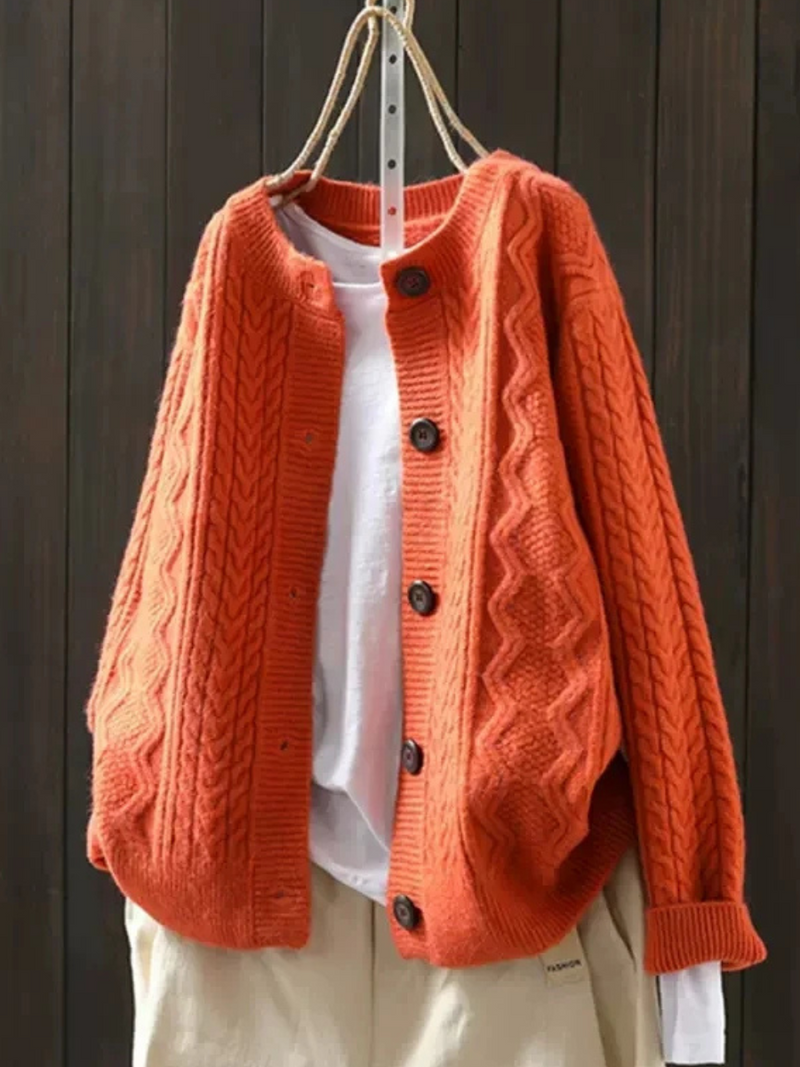 Belvenza | Cardigan a Maglia Elegante in Colore Neutro