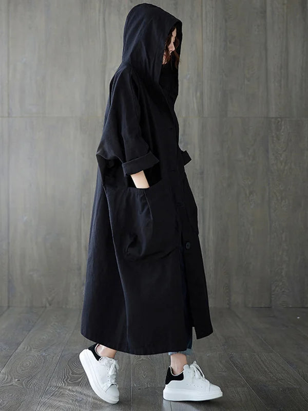 Belvenza | Cappotto Oversized Lungo in Tessuto Nero