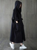 Belvenza | Cappotto Oversized Lungo in Tessuto Nero
