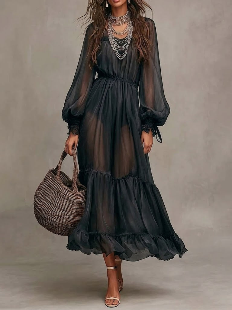 Belvenza | Abito Midi Elegante con Scollo a V