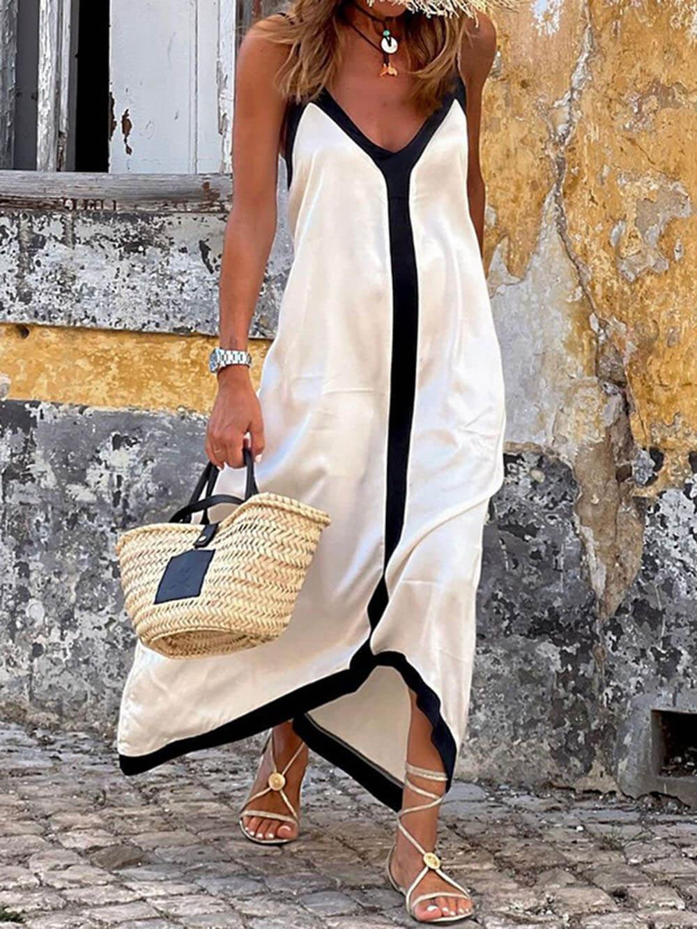 Belvenza | Abito Midi Colorblock in Stile Elegante
