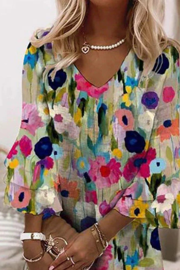 Belvenza | Vestito Floreale con Scollo a V