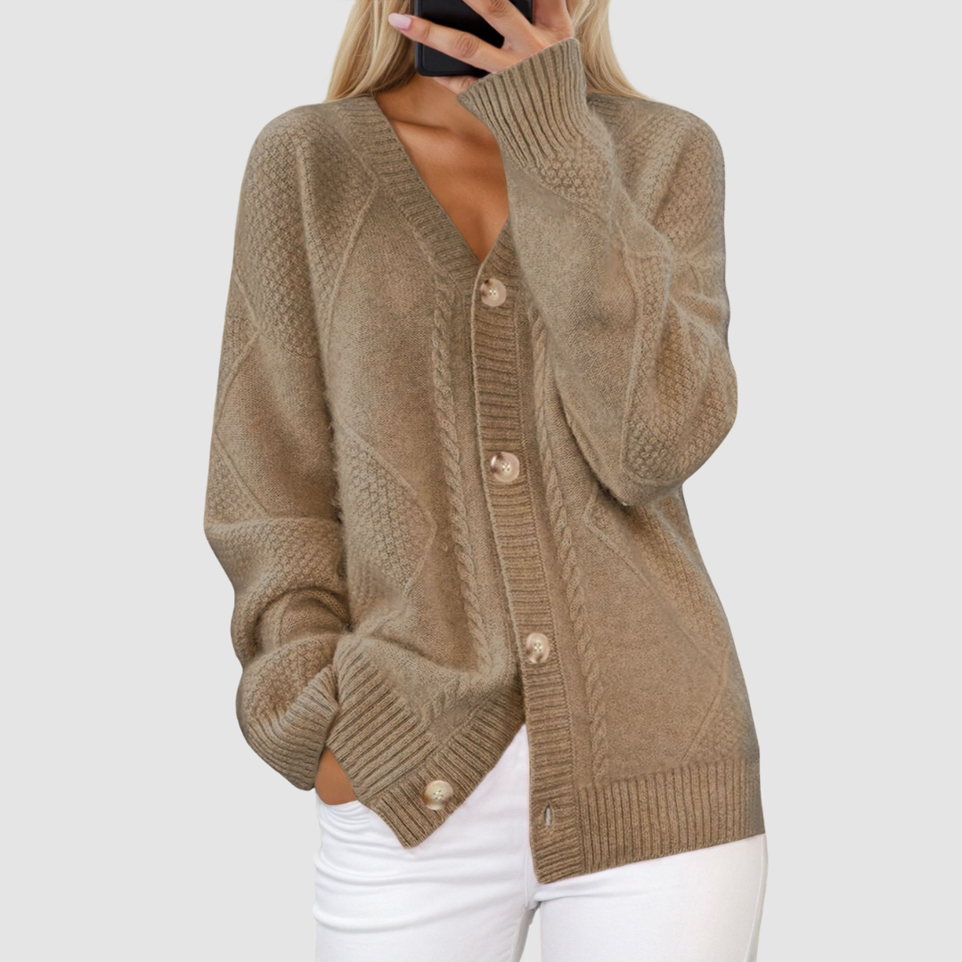 Belvenza | Cardigan Premium in Maglia Blu con Scollatura a V