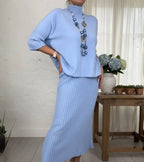 Belvenza | Completo in Maglia con Gonna Midi a Coste
