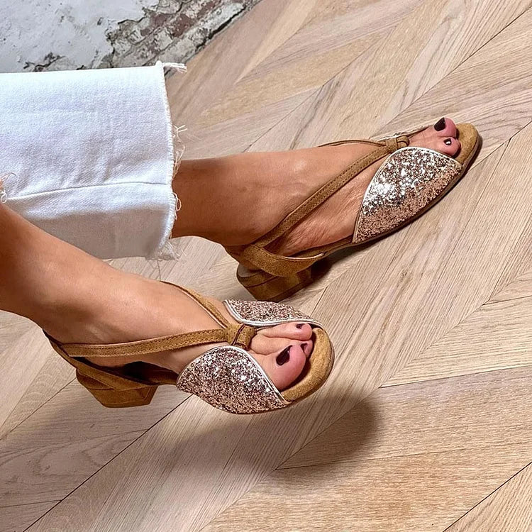 Belvenza | Sandali Eleganti in Glitter Argento