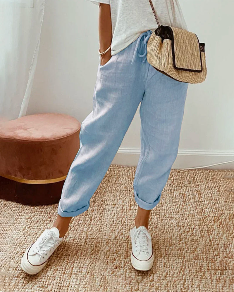 Belvenza | Pantaloni Leggeri in Tessuto Traspirante