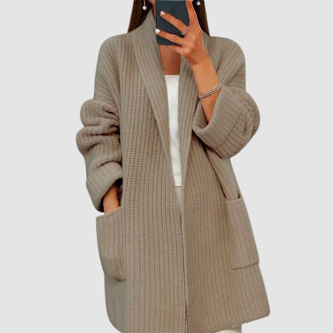 Belvenza | Cardigan Elegante in Maglia Grigia