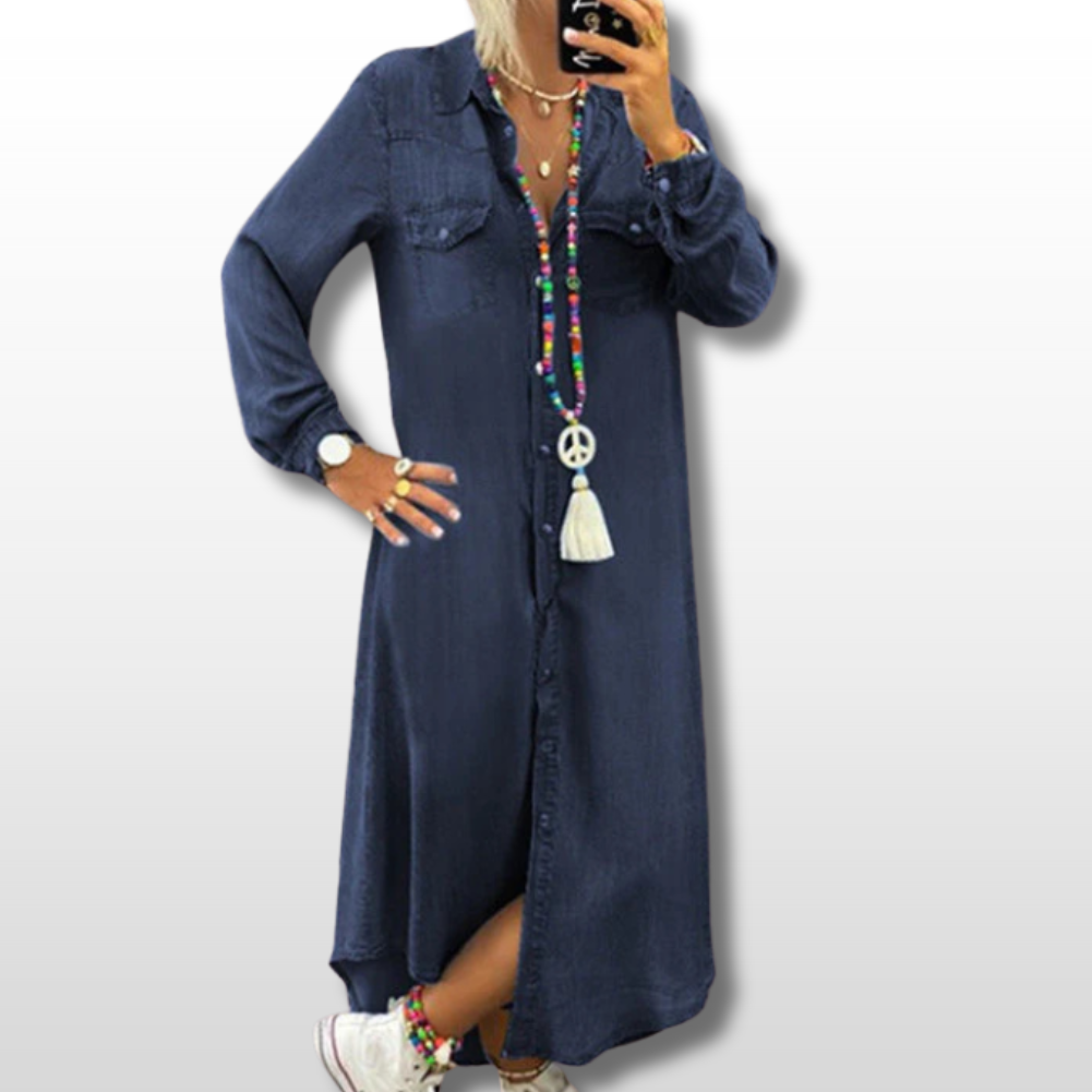 Belvenza | Abito Elegante in Denim Blu