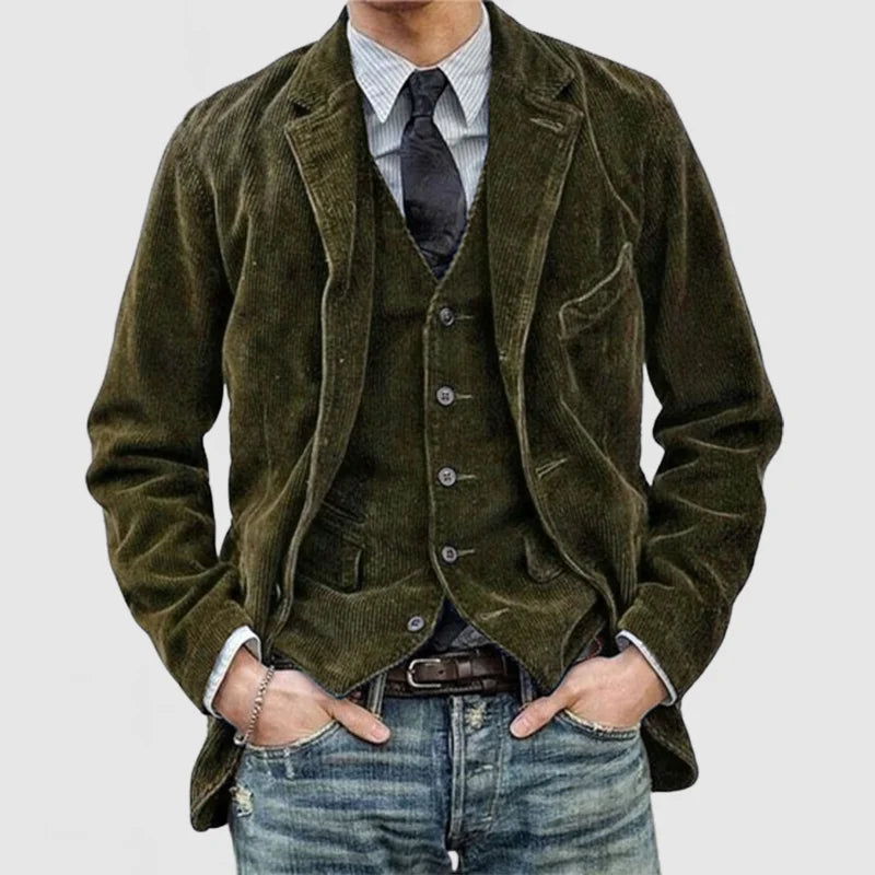 Belvenza | Blazer in Velluto Verde con Gilet Coordinato