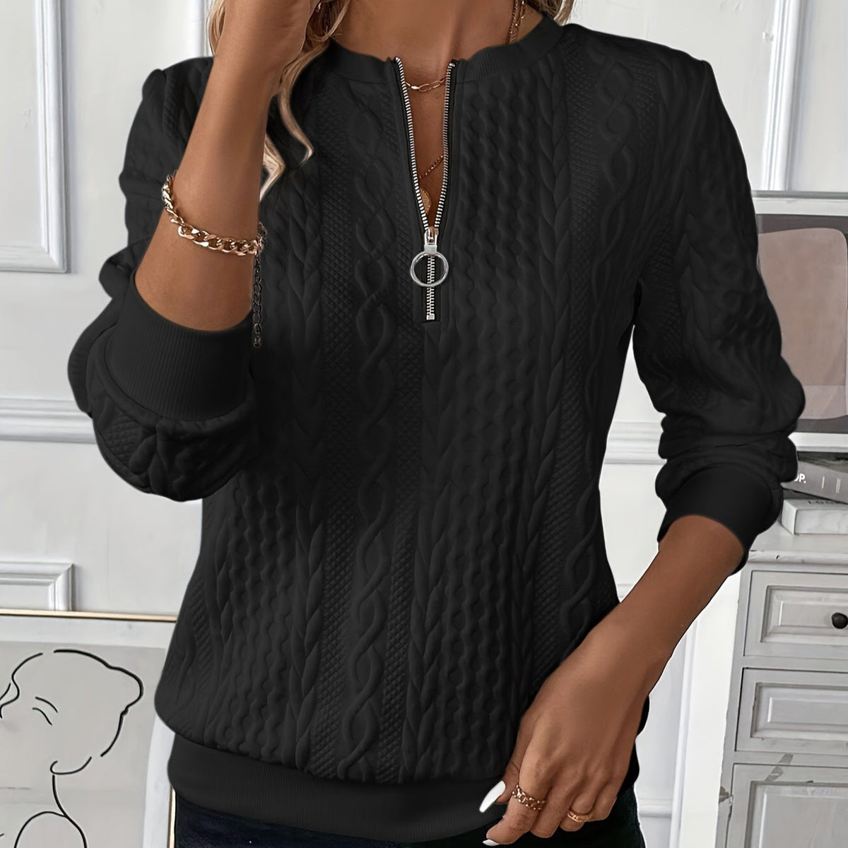 Belvenza | Pullover Elegante con Zip in Cotone