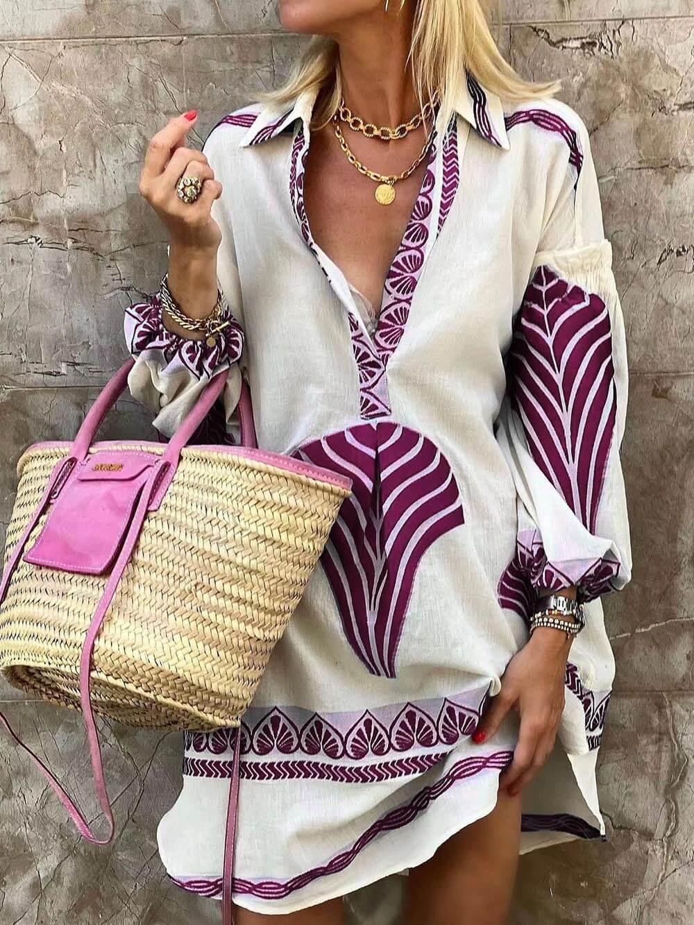 Belvenza | Vestito Mini Tropicale con Stampa Unica