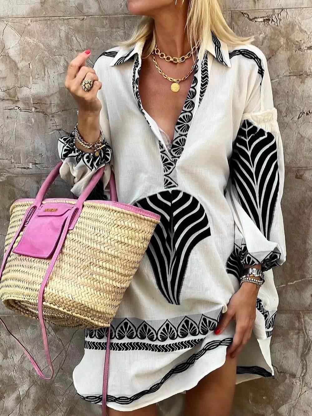 Belvenza | Vestito Mini Tropicale con Stampa Unica
