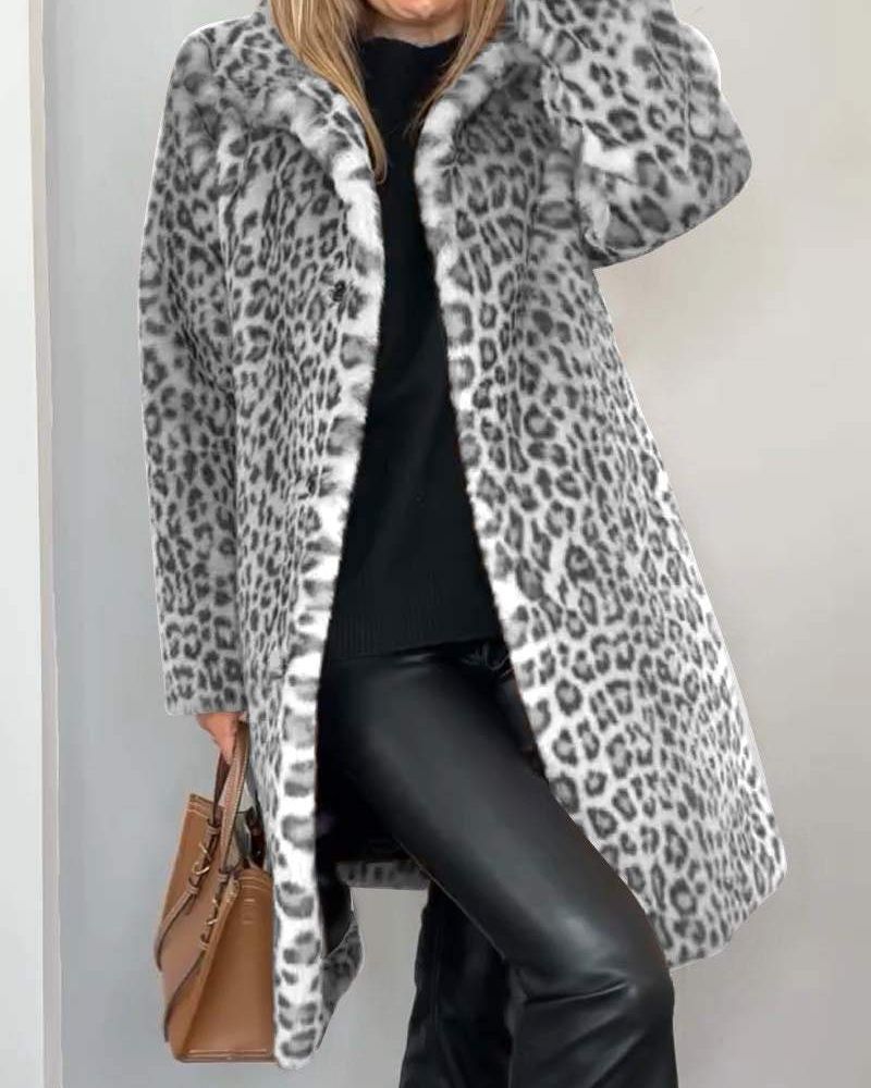 Belvenza | Cappotto Elegante in Stile Leopardo