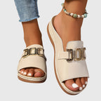 Belvenza | Sandali Comodi con Fibbia Beige