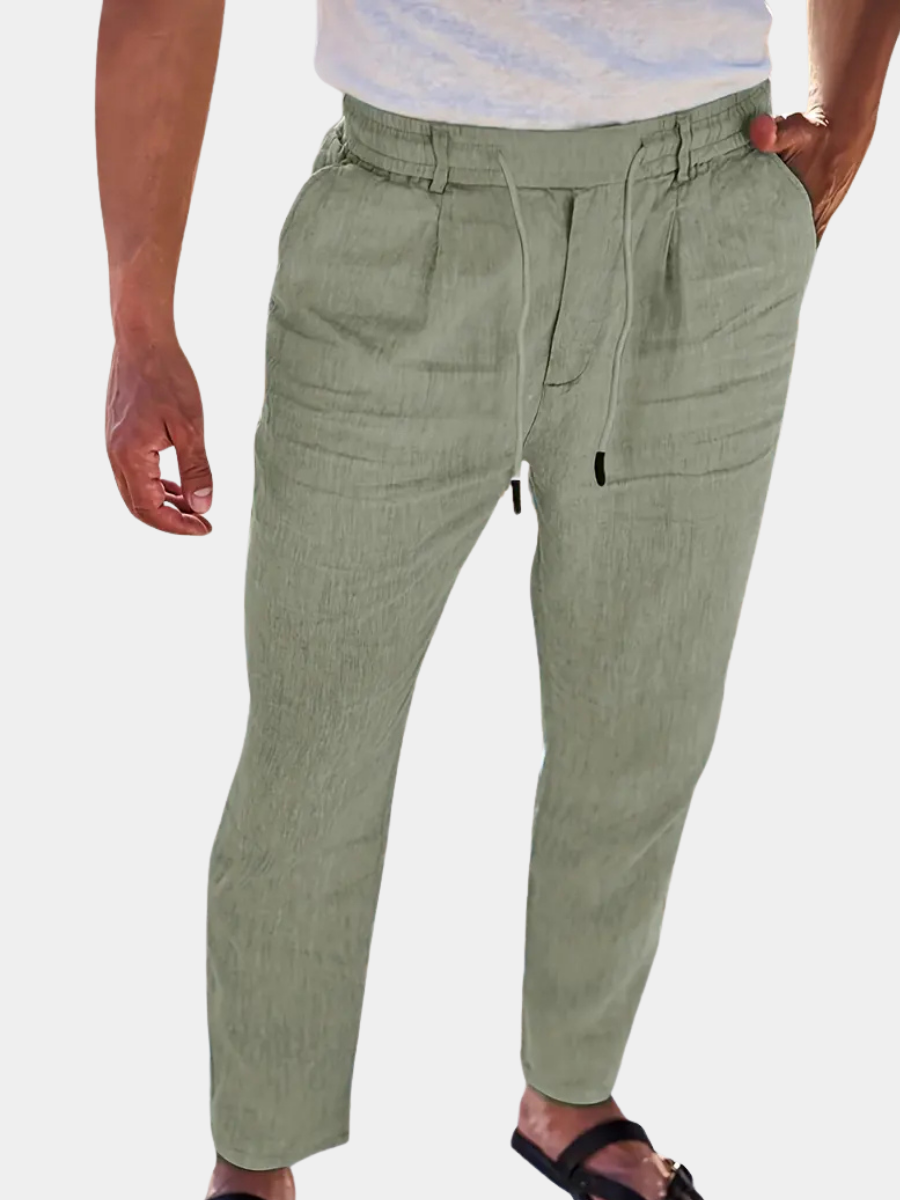 Belvenza | Pantaloni Larghi in Lino con Cordino