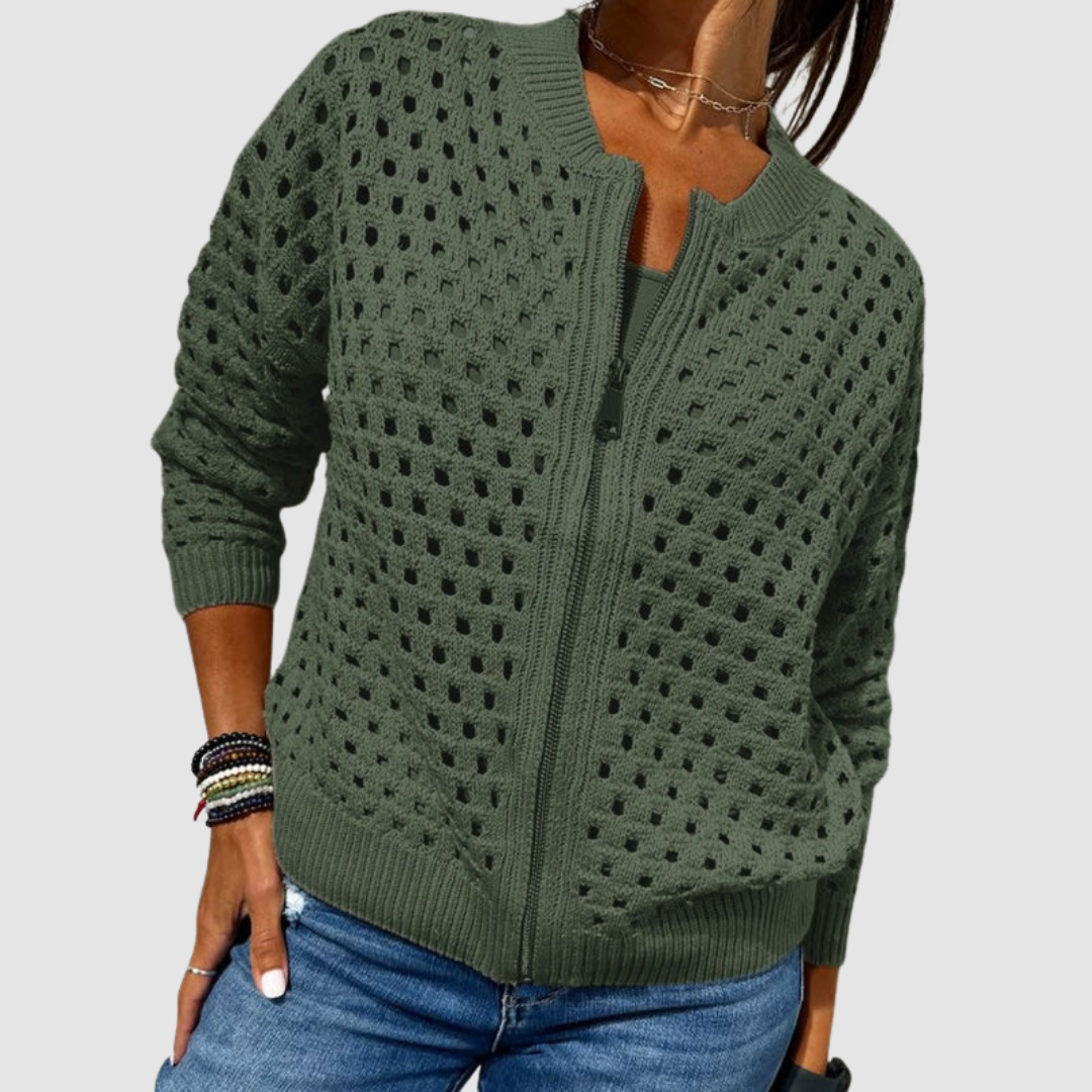 Belvenza | Giacca a Maglia Premium in Colore Neutro