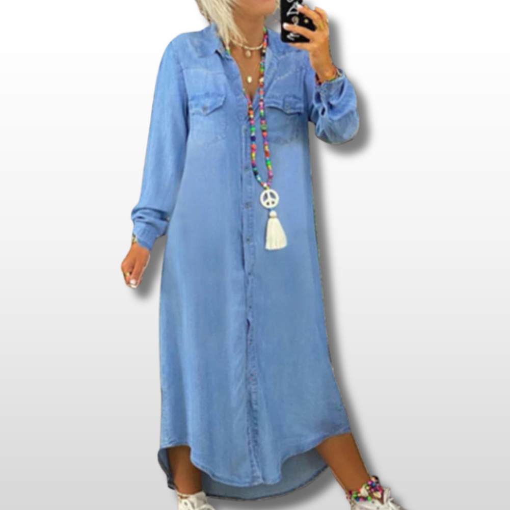 Belvenza | Abito Elegante in Denim Blu