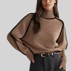 Belvenza | Maglione a Collo Alto in Cashmere Beige