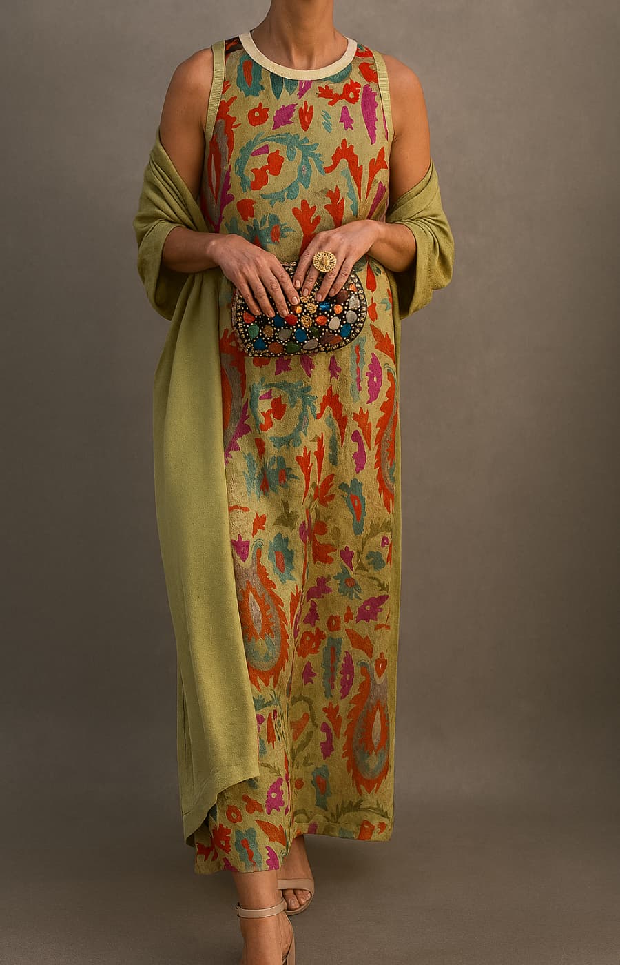 Belvenza | Abito Elegante con Stola in Seta