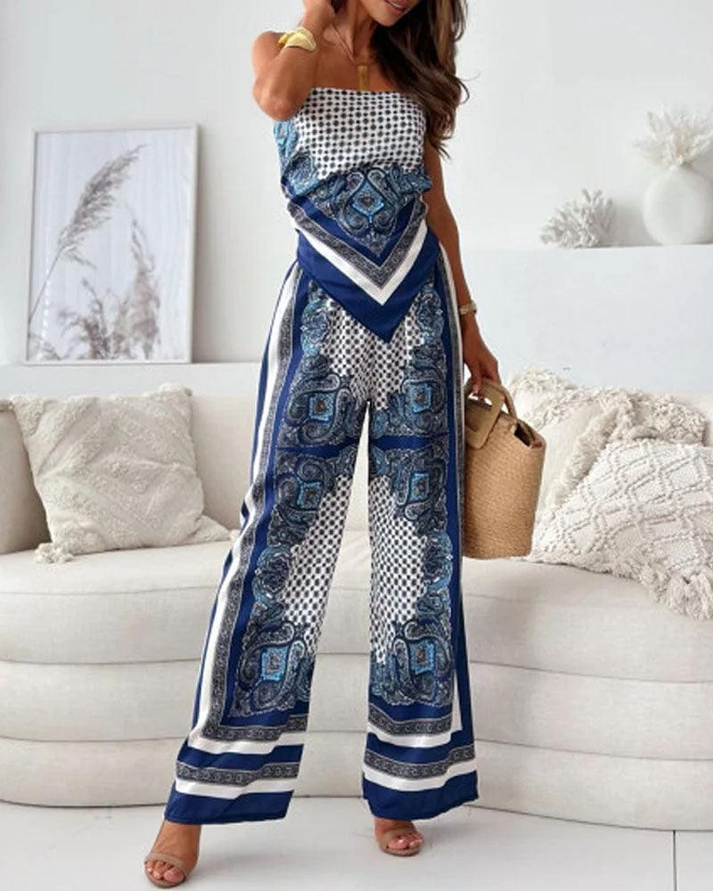 Belvenza | Set Elegante di Top e Pantaloni per Vacanza