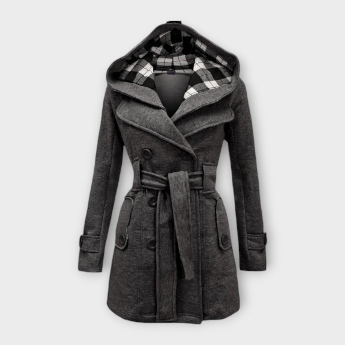 Belvenza | Cappotto Elegante di Transizione in Tessuto Nero