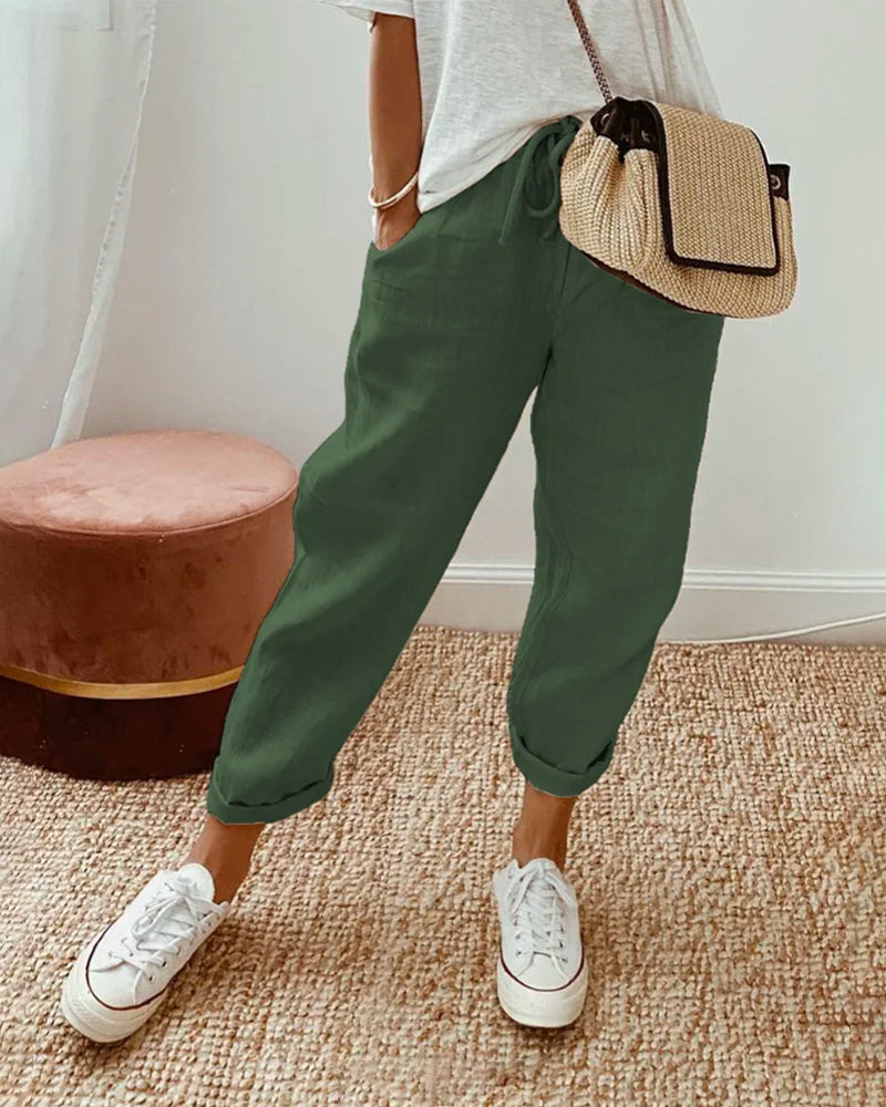 Belvenza | Pantaloni Leggeri in Tessuto Traspirante