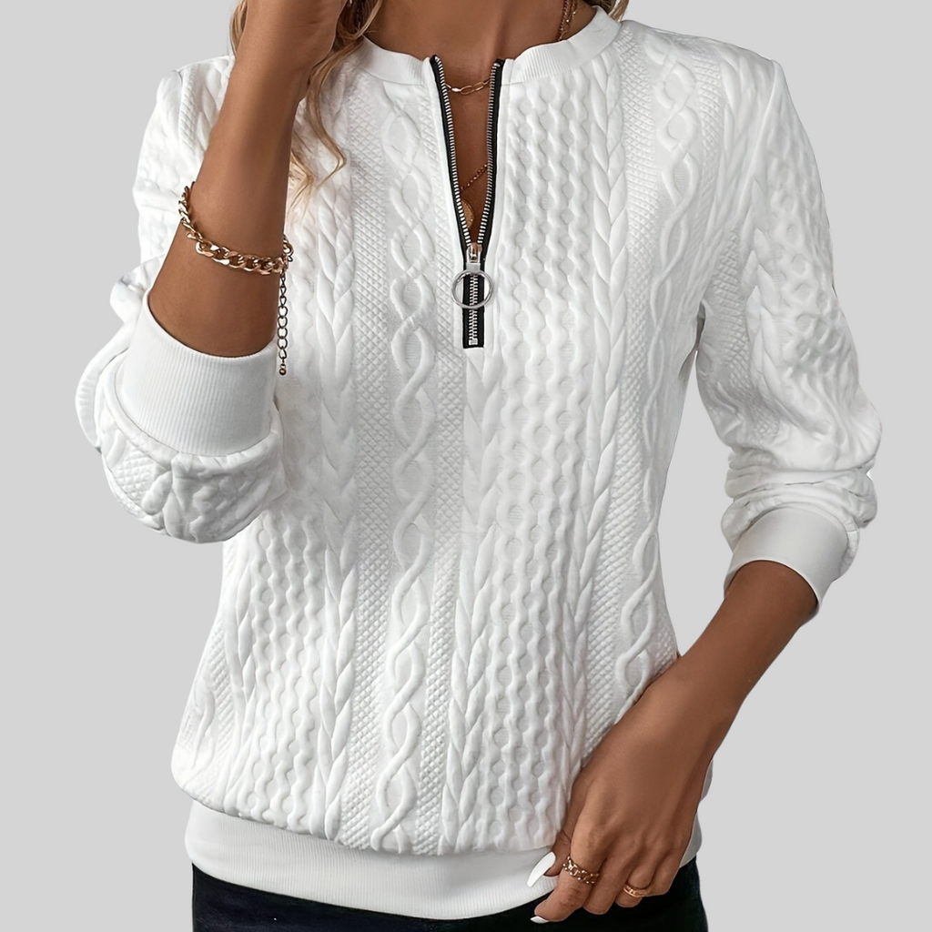 Belvenza | Pullover Elegante con Zip in Cotone