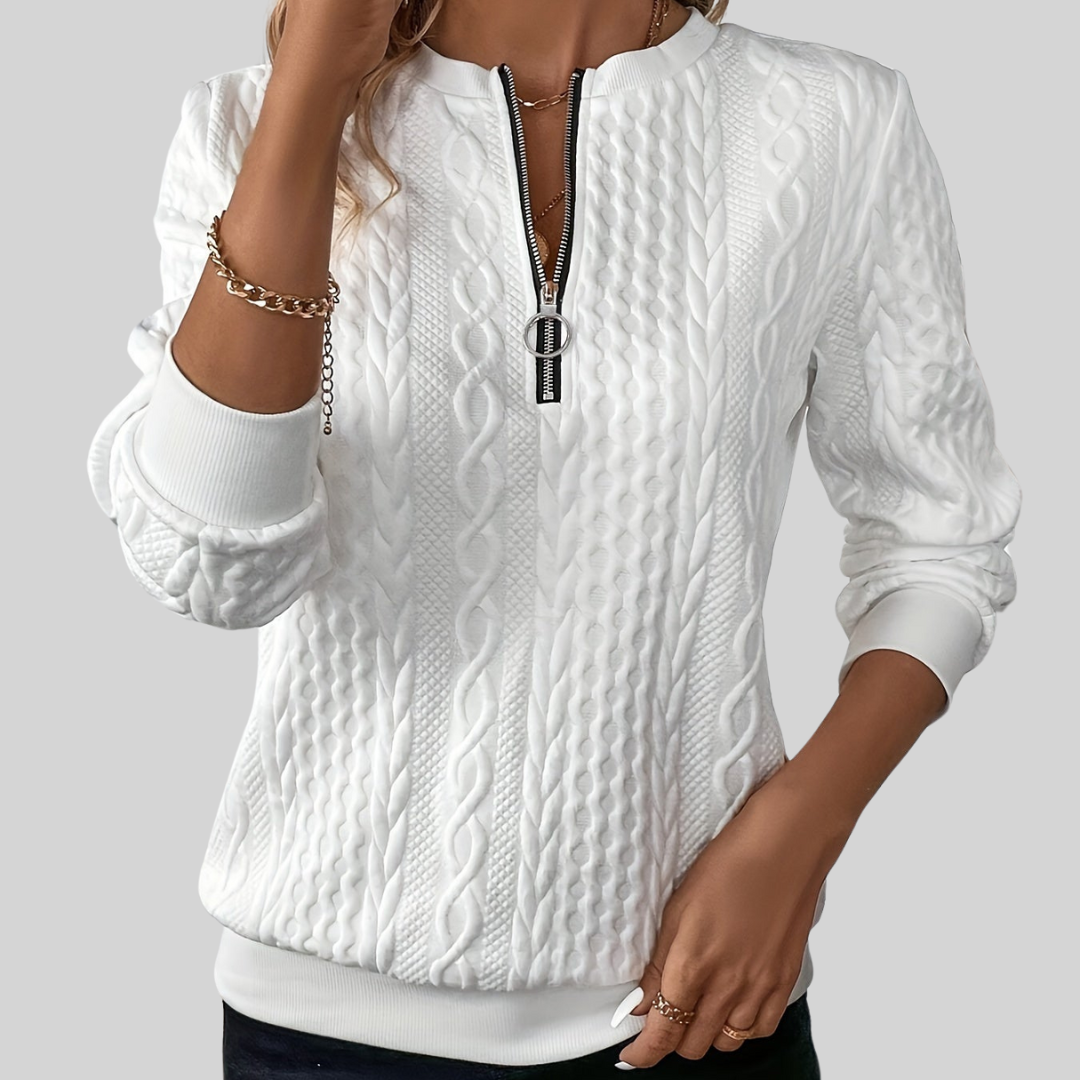 Belvenza | Pullover Elegante con Zip in Cotone