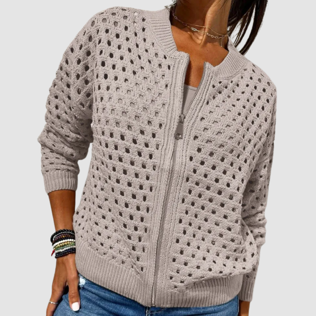 Belvenza | Giacca a Maglia Premium in Colore Neutro