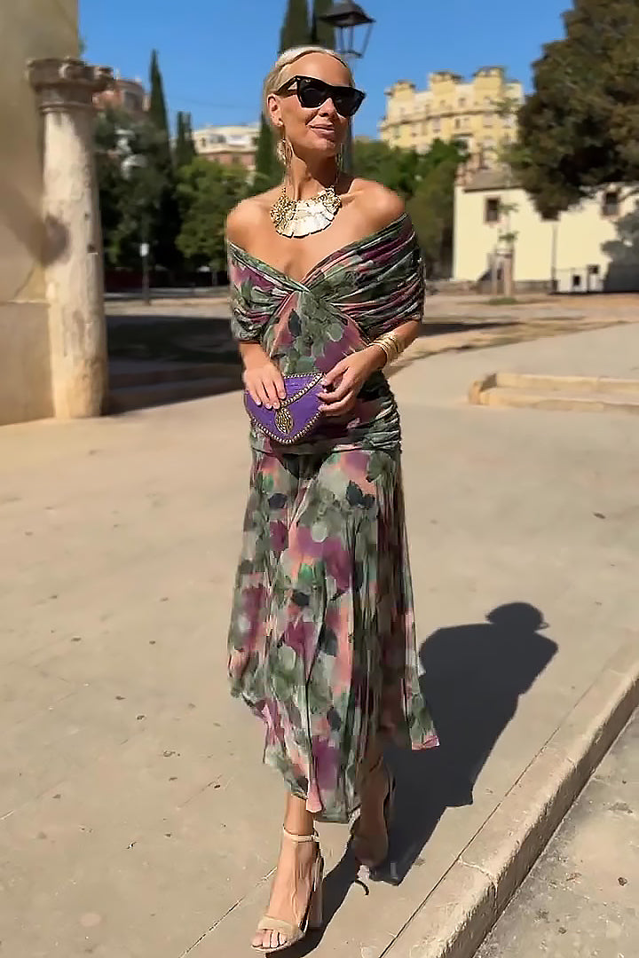 Belvenza | Elegante Maxi Abito Plissettato